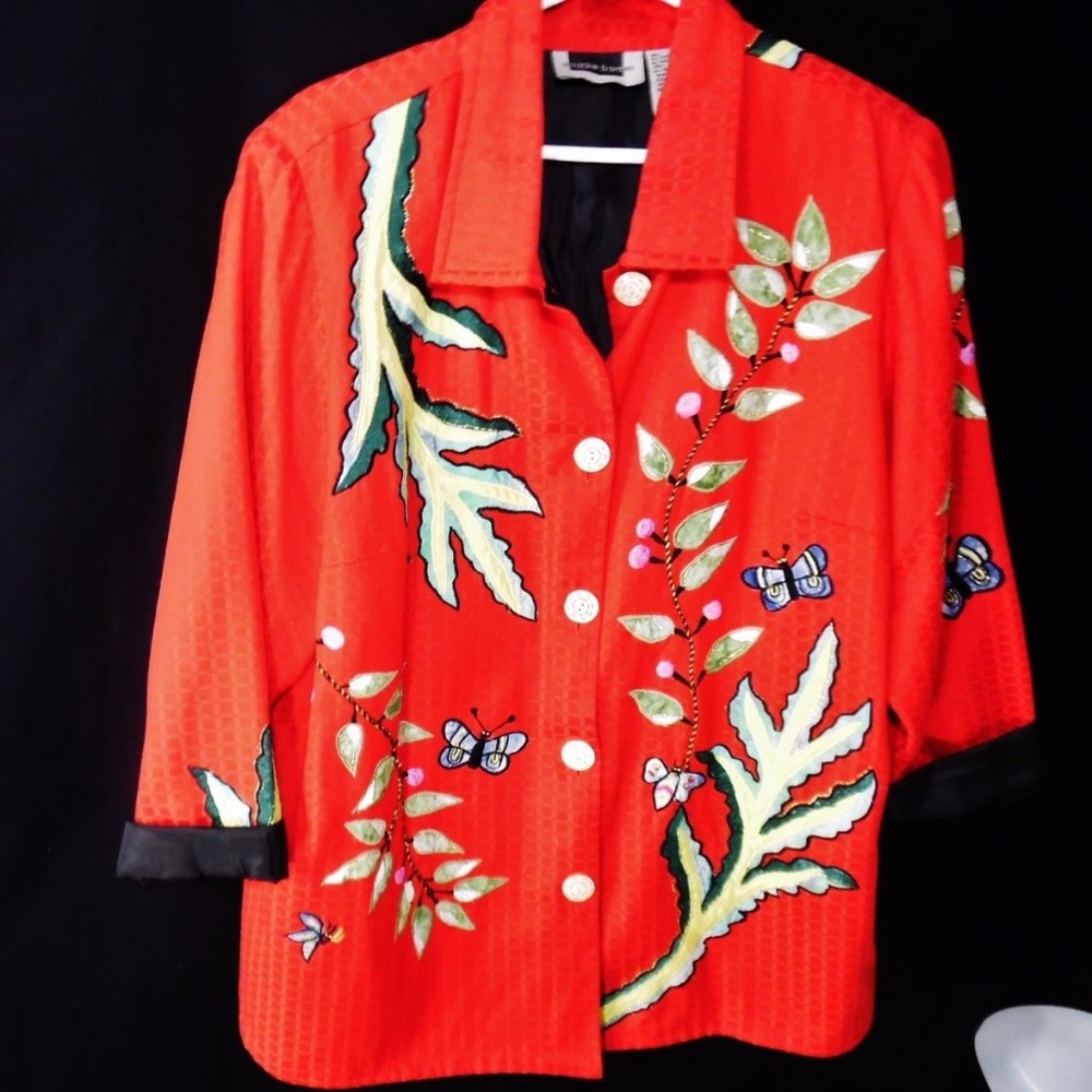 Maggie Barnes jacket Plus size 1X Oriental affect